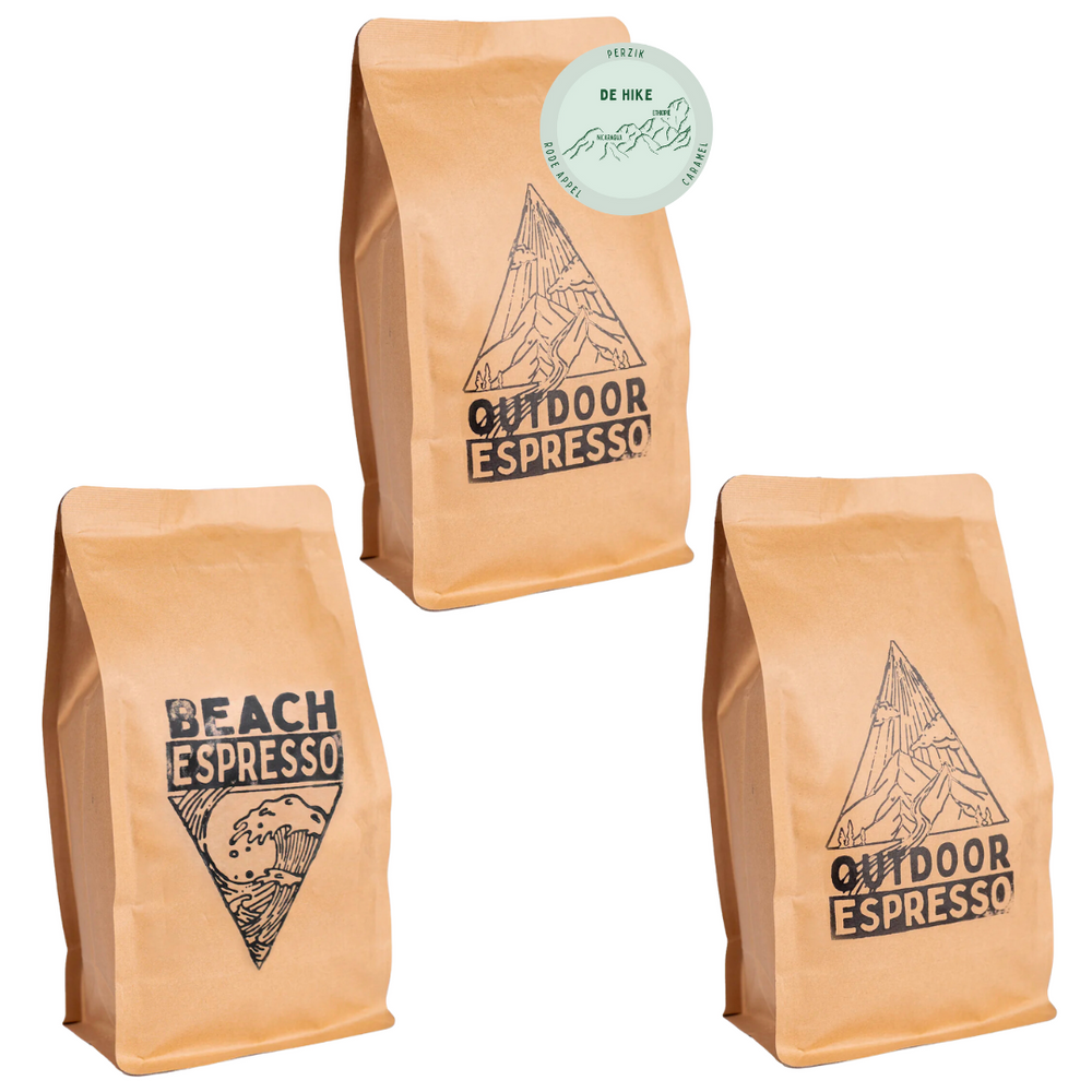 Proefpakket koffiebonen - Outdoor, Beach & Hike - 1500gr Koffiebonen