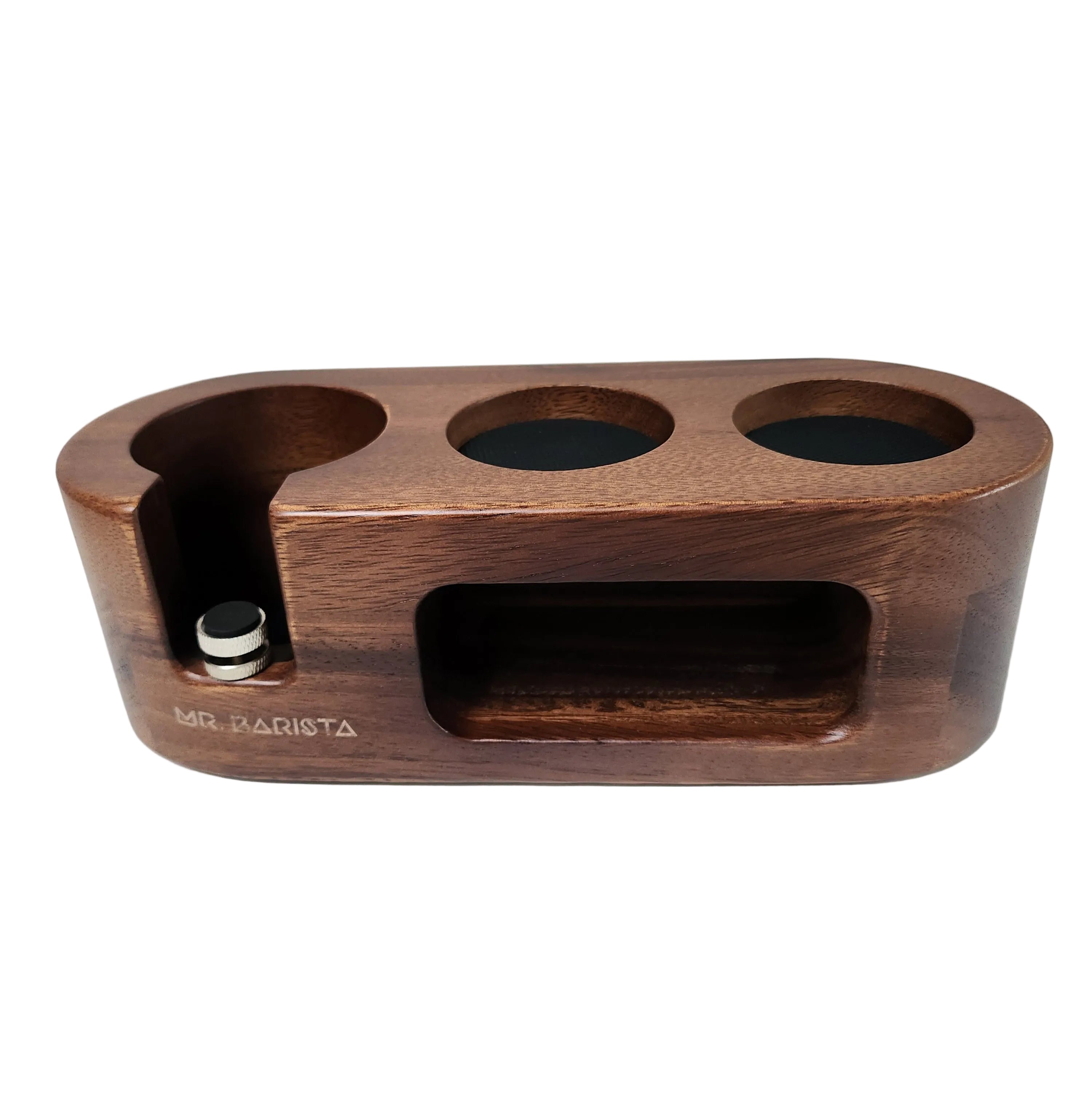 Tamping station walnoot hout