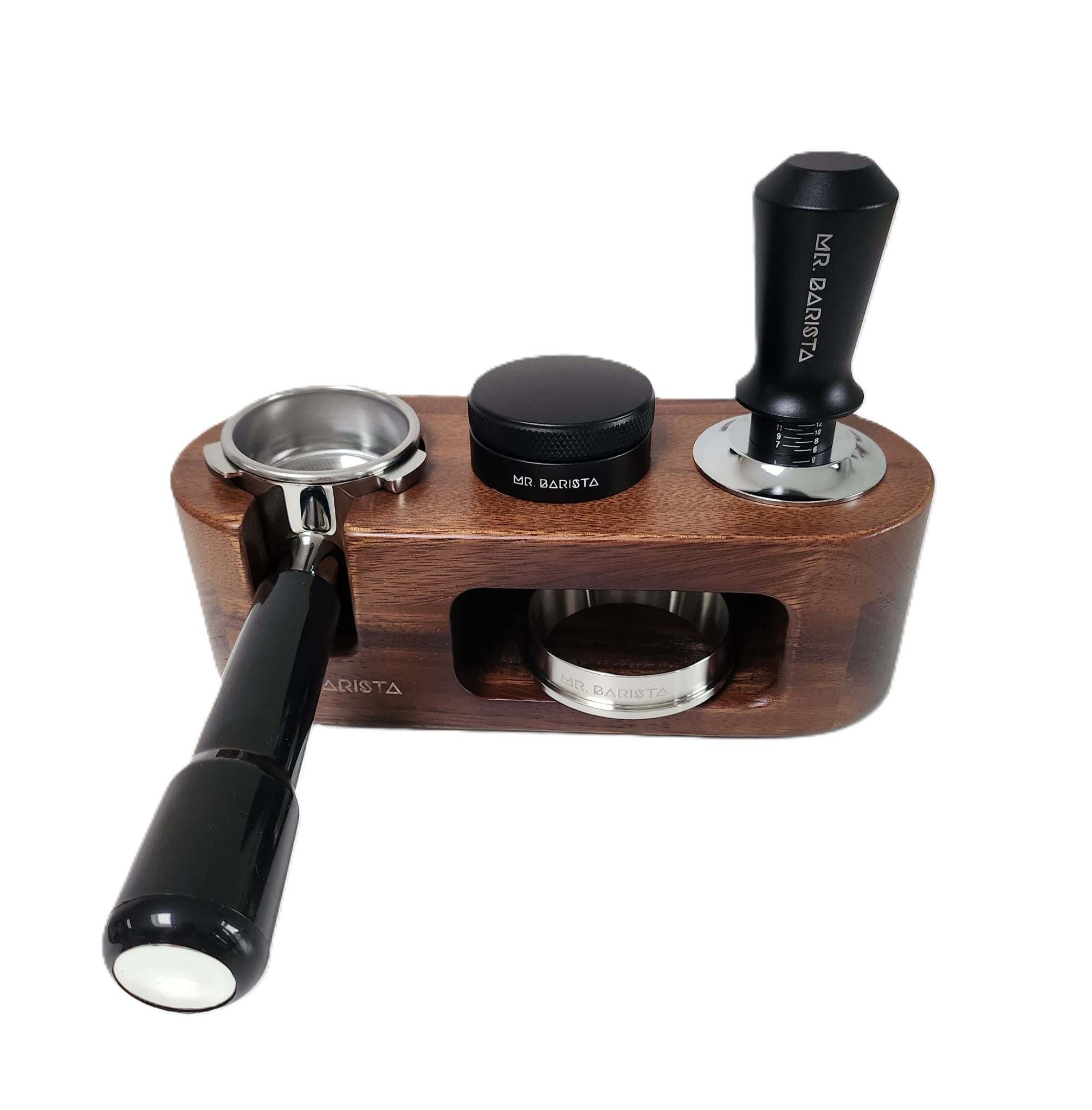 Tamping station walnoot hout