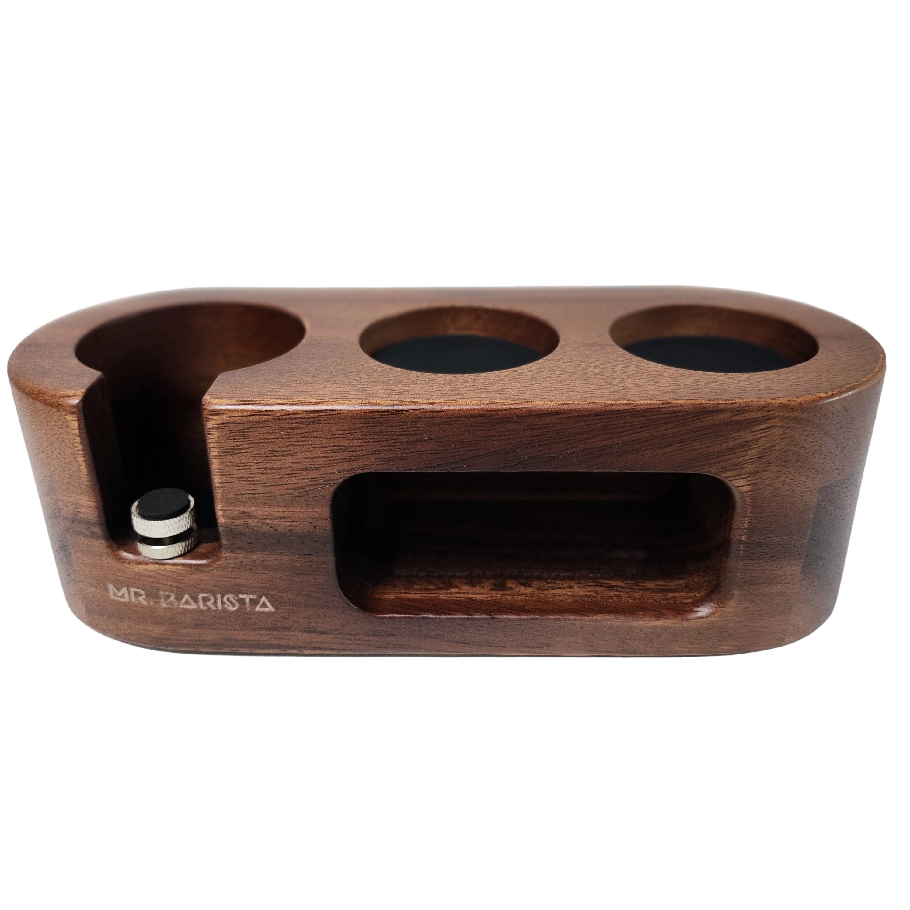 Tamping station walnoot hout